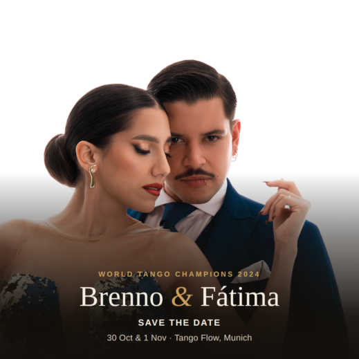 Brenno and Fátima, 2024 world tango champions, celebrating on stage